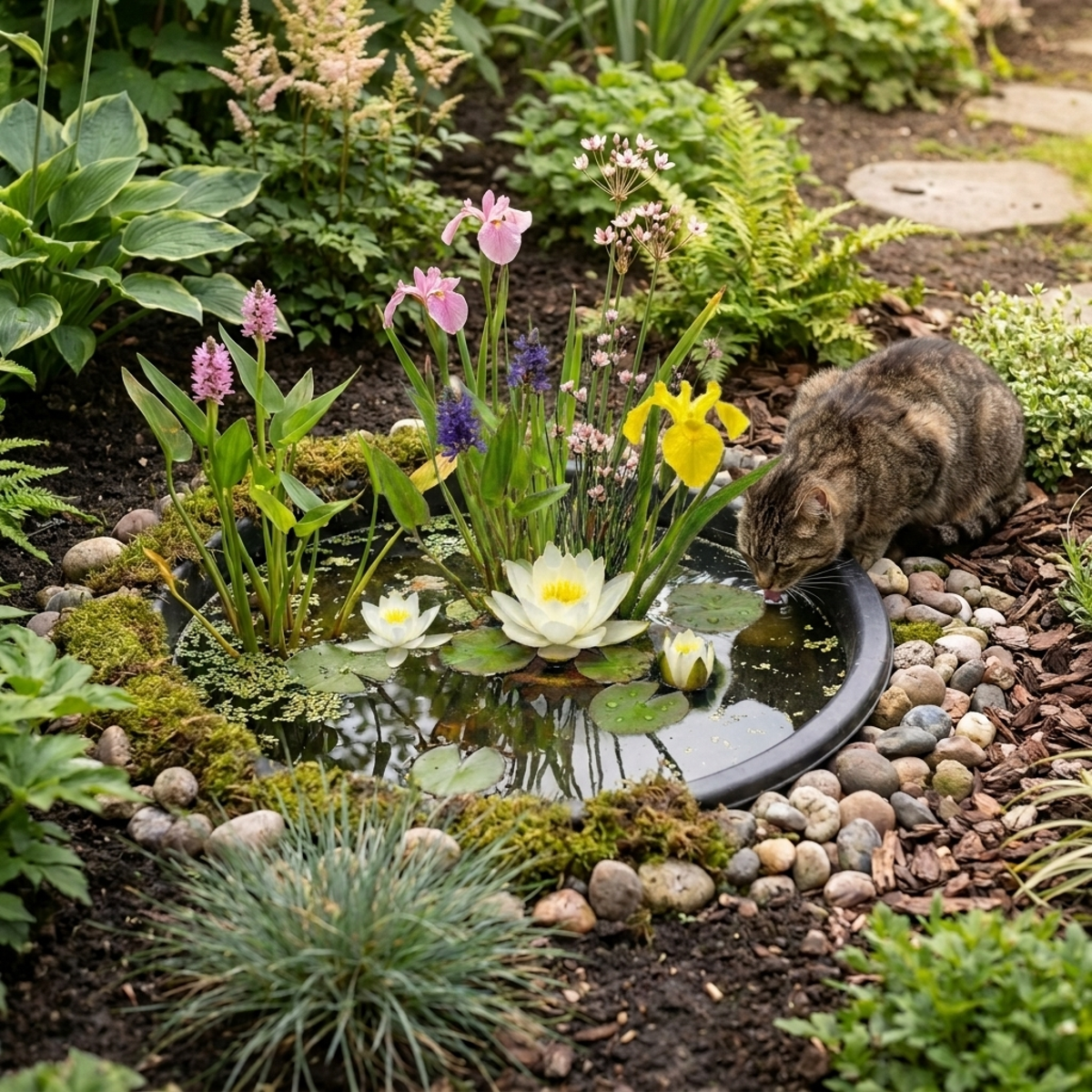 Complete Ingegraven Mini Vijver Rond - Inheems