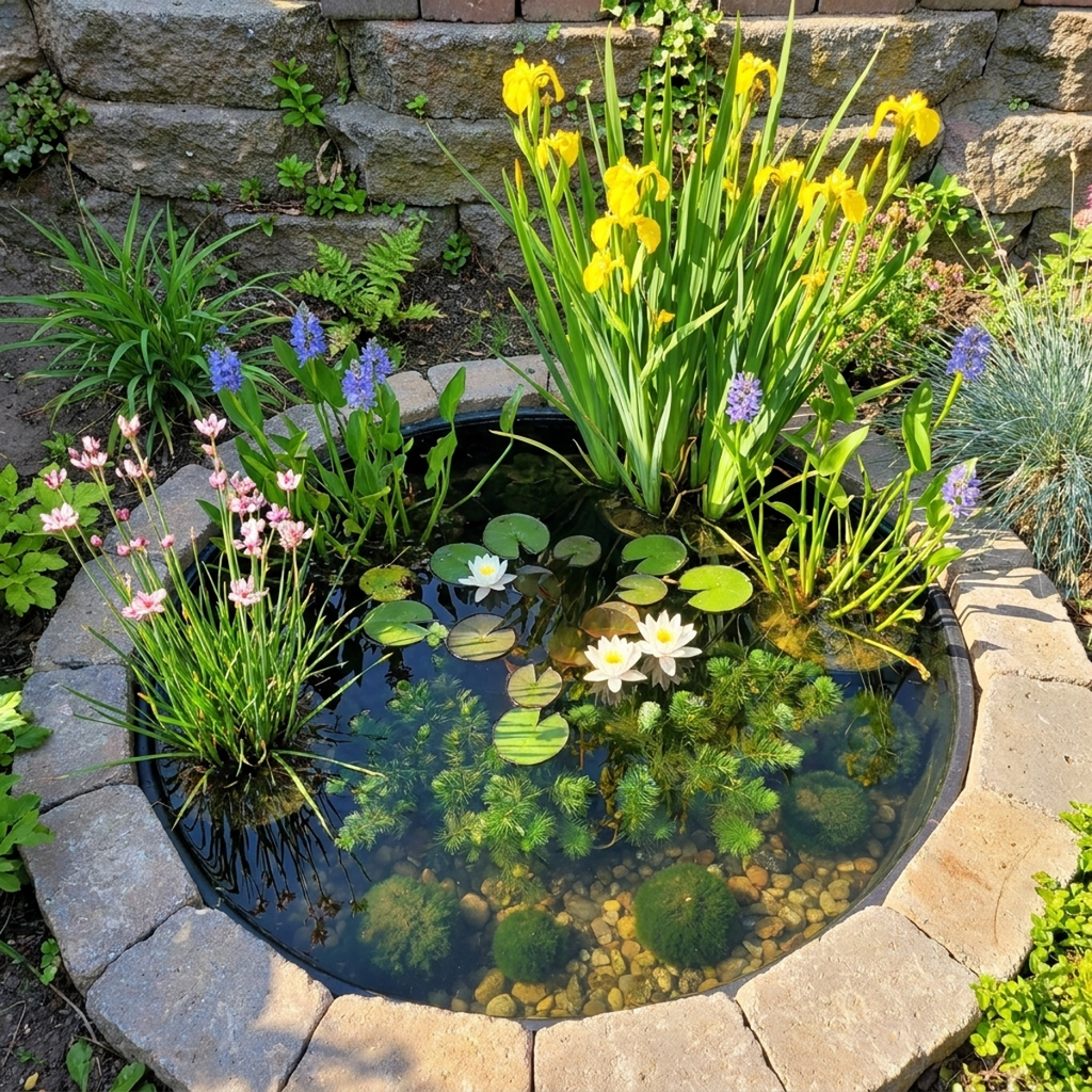 Complete Ingegraven Mini Vijver Rond - Inheems