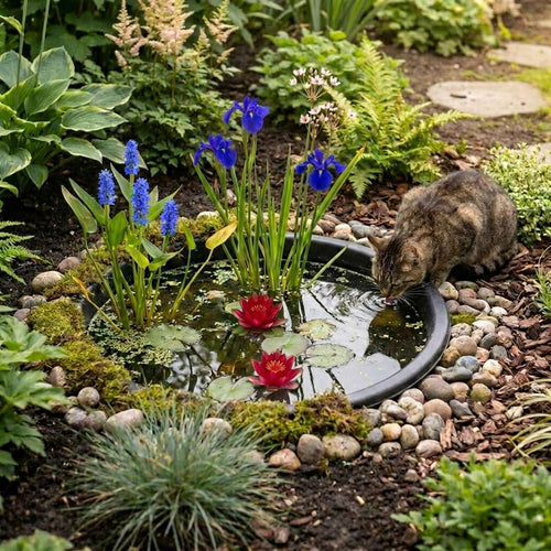 Complete Ingegraven Mini Vijver Rond - Rood