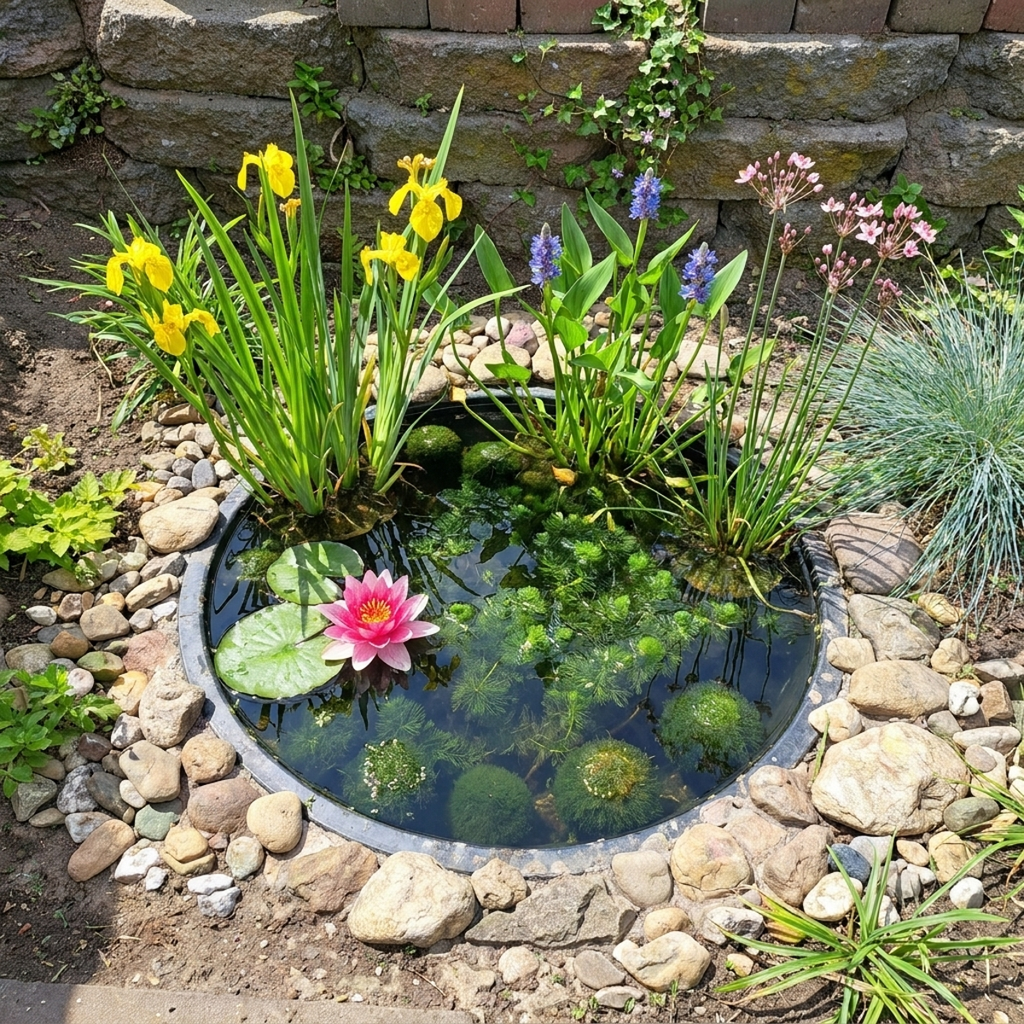 Complete Ingegraven Mini Vijver Rond - Kleurrijk