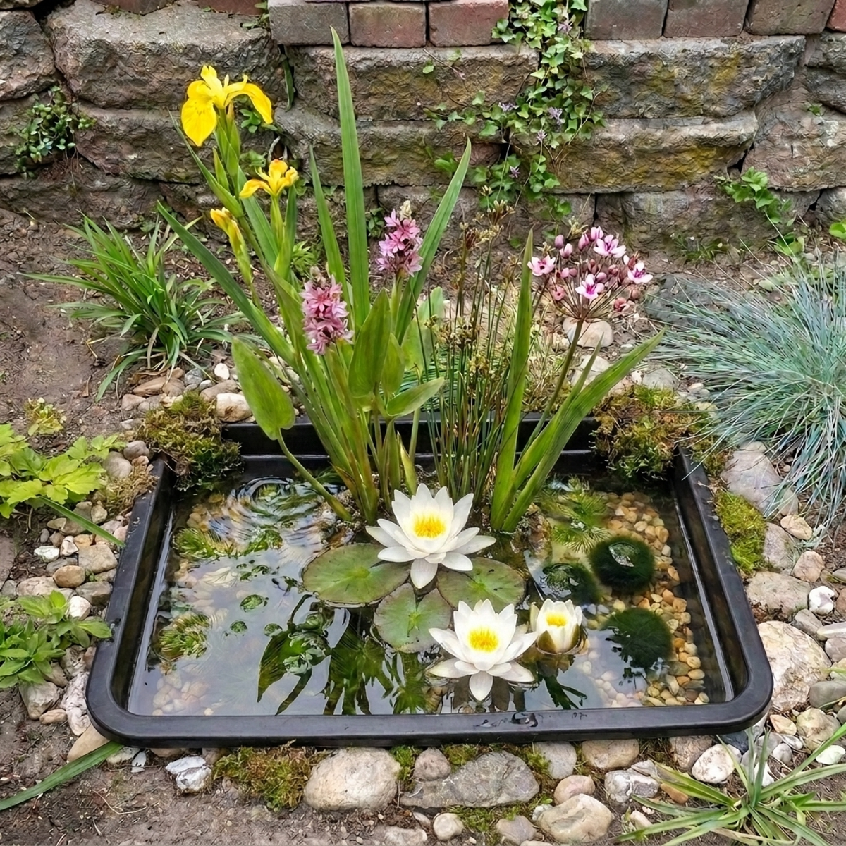 Complete Ingegraven Mini Vijver Rechthoek - Inheems
