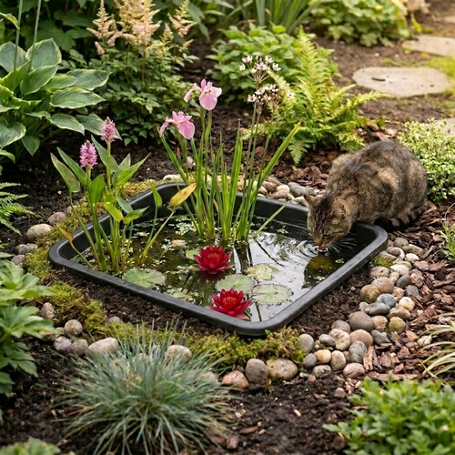 Complete Ingegraven Mini Vijver Rechthoek - Rood