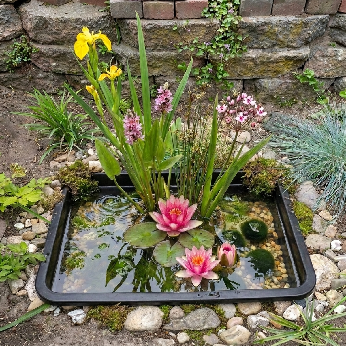 Complete Ingegraven Mini Vijver Rechthoek - Kleurrijk