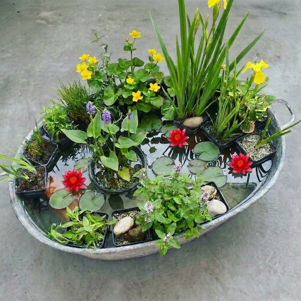 Verrassingsset 12 Vijverplanten + Rode Dwergwaterlelie