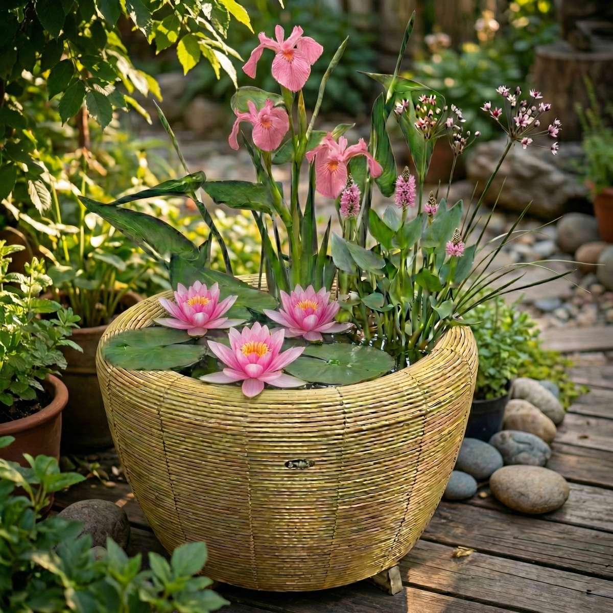 Mini Vijver met Waterval Beige Roze
