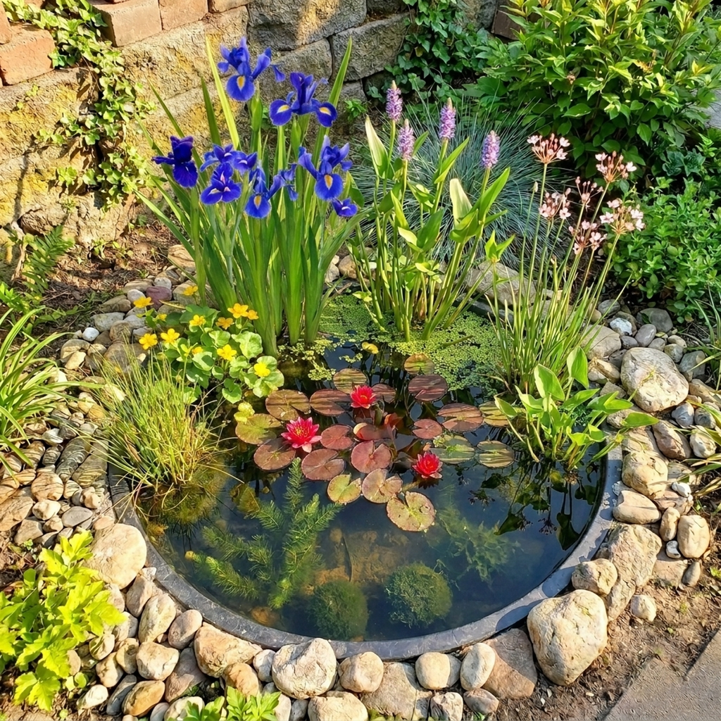 Complete Ingegraven Mini Vijver Rond - Rood
